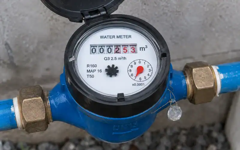Detailed Blue Water Meter Installation