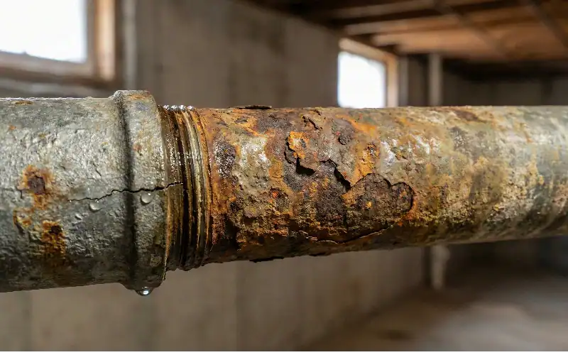 close-up of rusted pipe