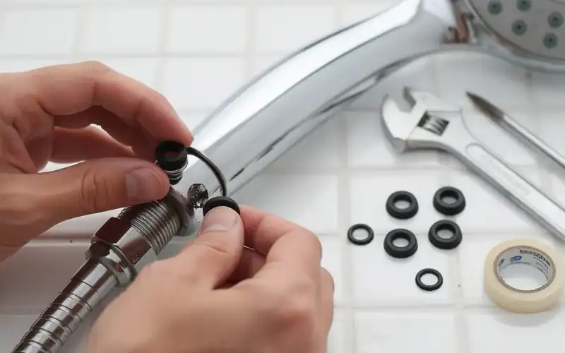 person unscrewing and replacing rubber O-rings