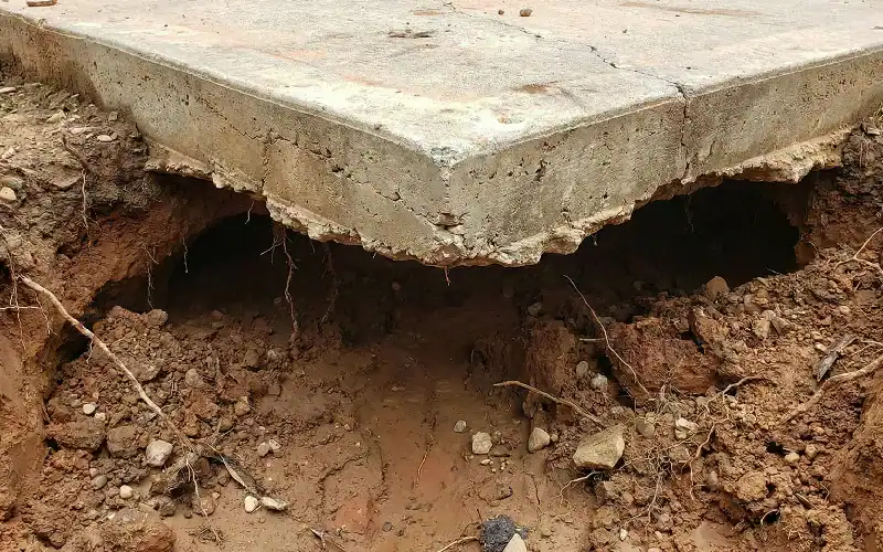soil erosion under concrete slab