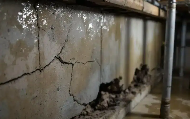 visible cracks in a home's foundation indicating potential slab leaks