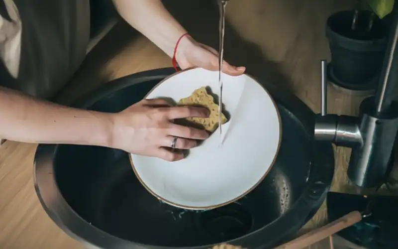 washing dishes with poor water pressure